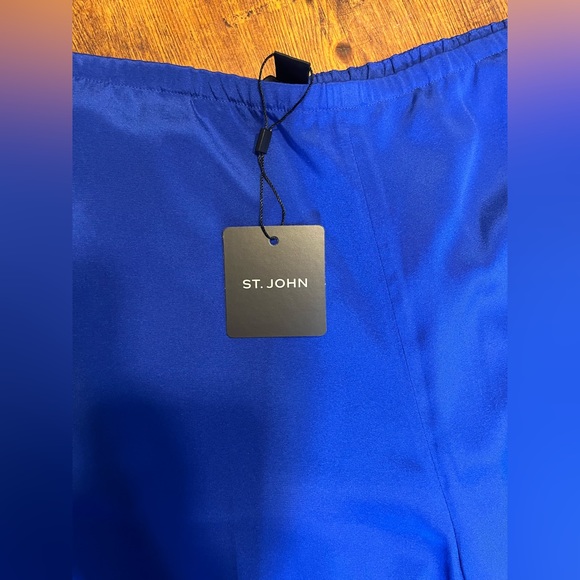 NWT!!! St. John Vivid Blue High Waist Silk Dress Pants XL with Pockets K830W71 - Picture 11 of 16